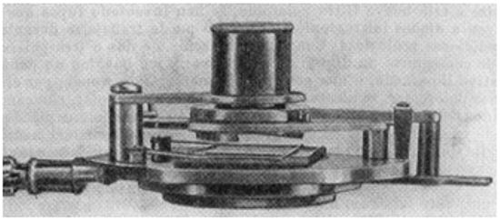 Lupa mineralógica de bolsillo con polaroide de compuestos de yodo. Construida por el profesor V. Arshínov