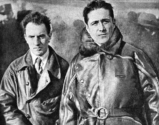 VENCEDORES DEL ATLÁNTICO: Los franceses Maurice Bellonte y Dieudonné Costes, que realizaron el primer vuelo sin escalas entre París y Nueva York, abriendo una ruta comercial de importancia decisiva para la creciente navegación aérea.